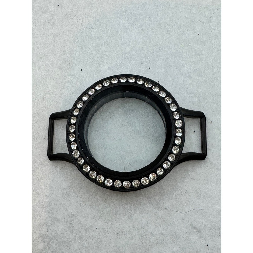 Origami Owl Black Crystal Locket Watch Face for Charms Jewelry Accessory